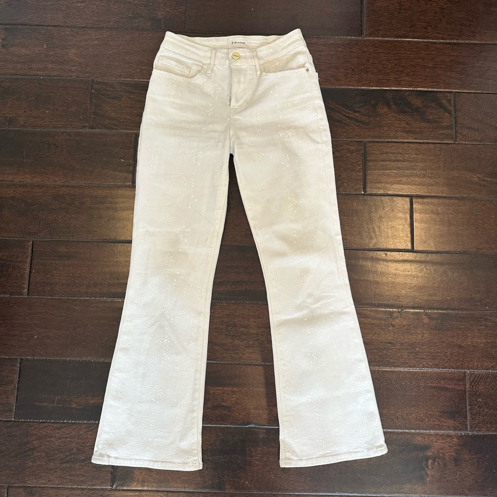 Frame Denim Bootcut White Jeans